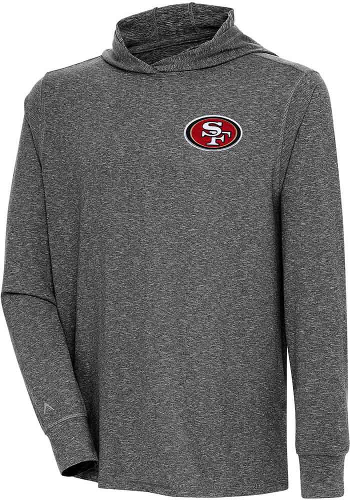 Antigua San Francisco 49ers Black Saga Long Sleeve Hoodie, Black, 90 % Polyester / 10% SPANDEX, Size XL, Rally House