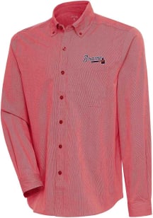 Antigua Atlanta Braves Mens Red Compression Long Sleeve Dress Shirt