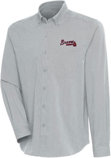 Antigua Atlanta Braves Mens Grey Compression Long Sleeve Dress Shirt