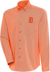 Antigua Detroit Tigers Mens Orange Compression Long Sleeve Dress Shirt
