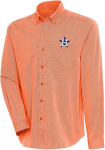 Antigua Houston Astros Mens Orange Compression Long Sleeve Dress Shirt