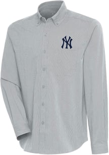 Antigua New York Yankees Mens Grey Compression Long Sleeve Dress Shirt