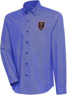 Antigua Real Salt Lake Mens Blue Compression Long Sleeve Dress Shirt