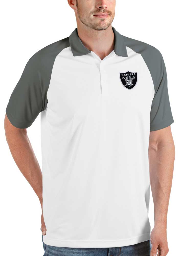 Las Vegas Raiders Antigua Compass Polo - White