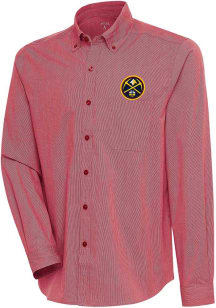 Antigua Denver Nuggets Mens Red Compression Long Sleeve Dress Shirt