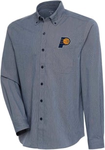 Antigua Indiana Pacers Mens Navy Blue Compression Long Sleeve Dress Shirt