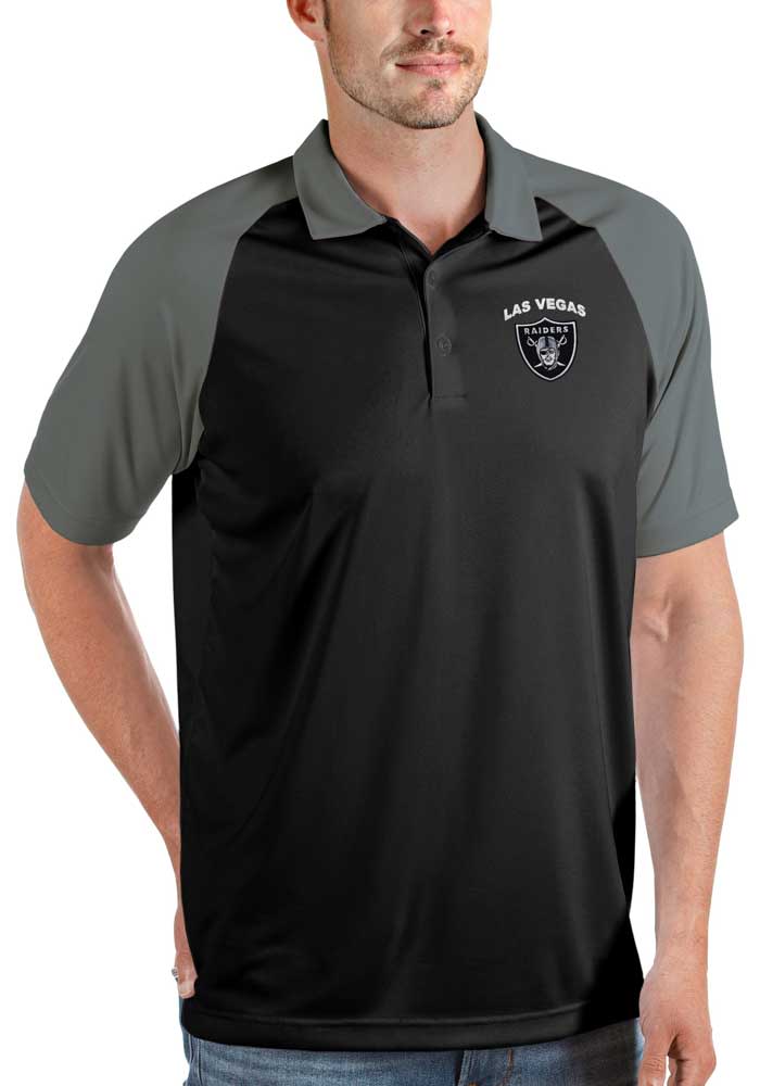 Antigua Men's Las Vegas Raiders Compass Black Polo