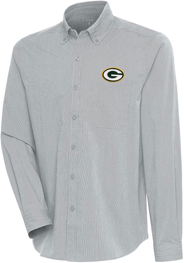 Antigua Oakland Athletics Grey Compression Long Sleeve Dress Shirt, Grey, 70% Cotton / 27% Polyester / 3% SPANDEX, Size M, Rally House