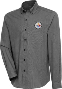 Antigua Pittsburgh Steelers Mens Black Compression Long Sleeve Dress Shirt