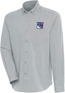 Antigua New York Rangers Mens Grey Compression Long Sleeve Dress Shirt