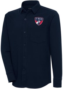 Antigua FC Dallas Mens Navy Blue Steamer Shacket Long Sleeve Dress Shirt