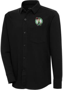 Antigua Boston Celtics Mens Black Steamer Shacket Long Sleeve Dress Shirt