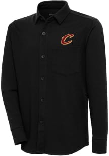Antigua Cleveland Cavaliers Mens Black Steamer Shacket Long Sleeve Dress Shirt