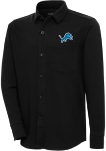 Antigua Detroit Lions Mens Black Steamer Shacket Long Sleeve Dress Shirt