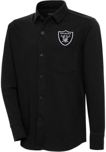 Antigua Las Vegas Raiders Mens Black Steamer Shacket Long Sleeve Dress Shirt
