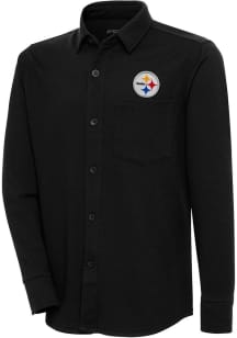 Antigua Pittsburgh Steelers Mens Black Steamer Shacket Long Sleeve Dress Shirt