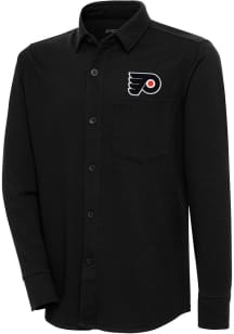 Antigua Philadelphia Flyers Mens Black Steamer Shacket Long Sleeve Dress Shirt