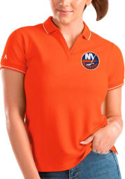 Antigua New York Islanders Womens Orange Affluent Polo Short Sleeve Polo Shirt