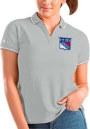 Antigua New York Rangers Womens Grey Affluent Polo Short Sleeve Polo Shirt