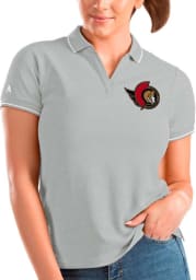 Antigua Ottawa Senators Womens Grey Affluent Polo Short Sleeve Polo Shirt