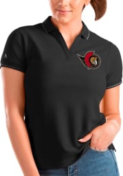 Antigua Ottawa Senators Womens Black Affluent Polo Short Sleeve Polo Shirt