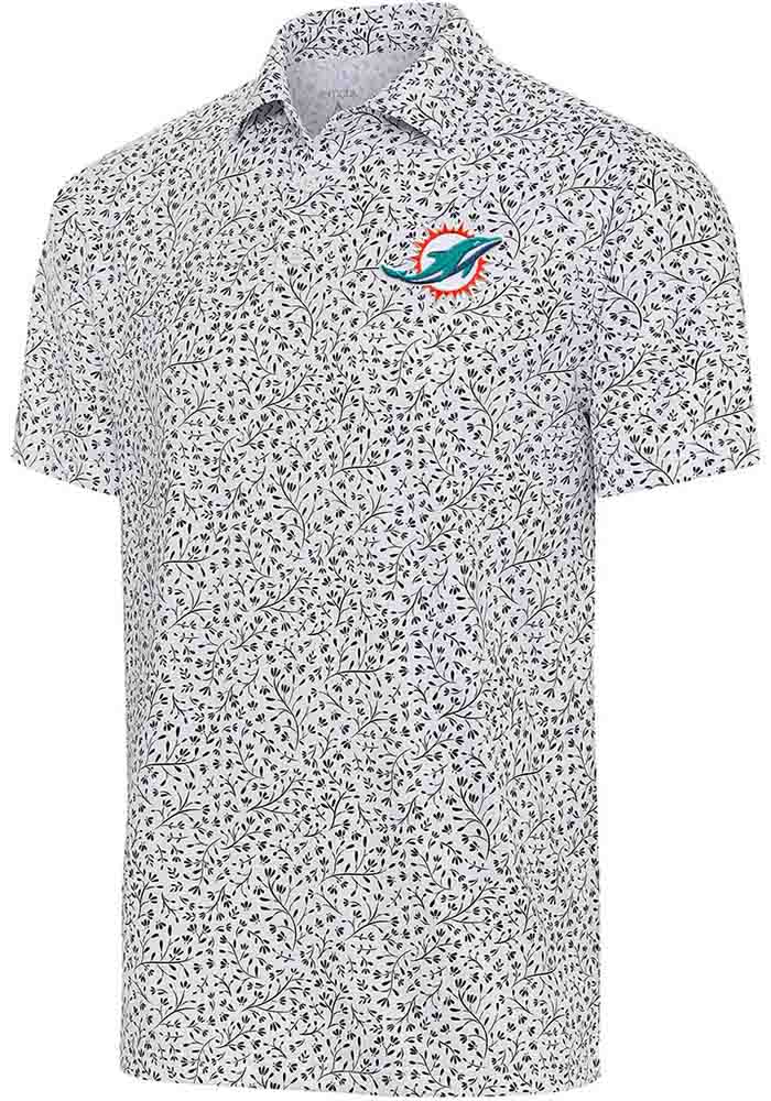 Men's Antigua White/Black Miami Dolphins Motion Polo