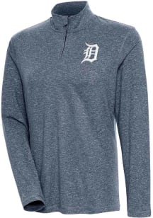 Antigua Detroit Tigers Womens Navy Blue Confront 1/4 Zip Pullover
