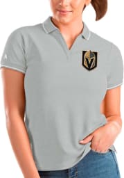 Antigua Vegas Golden Knights Womens Grey Affluent Polo Short Sleeve Polo Shirt