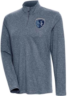 Antigua SKC Womens Navy Blue Confront 1/4 Zip Pullover