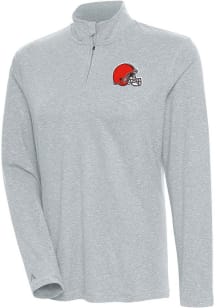 Antigua Cleveland Browns Womens Grey Confront 1/4 Zip Pullover