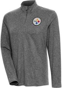 Antigua Pittsburgh Steelers Womens Black Confront 1/4 Zip Pullover