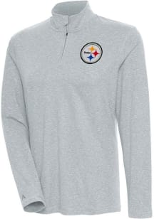 Antigua Pittsburgh Steelers Womens Grey Confront 1/4 Zip Pullover