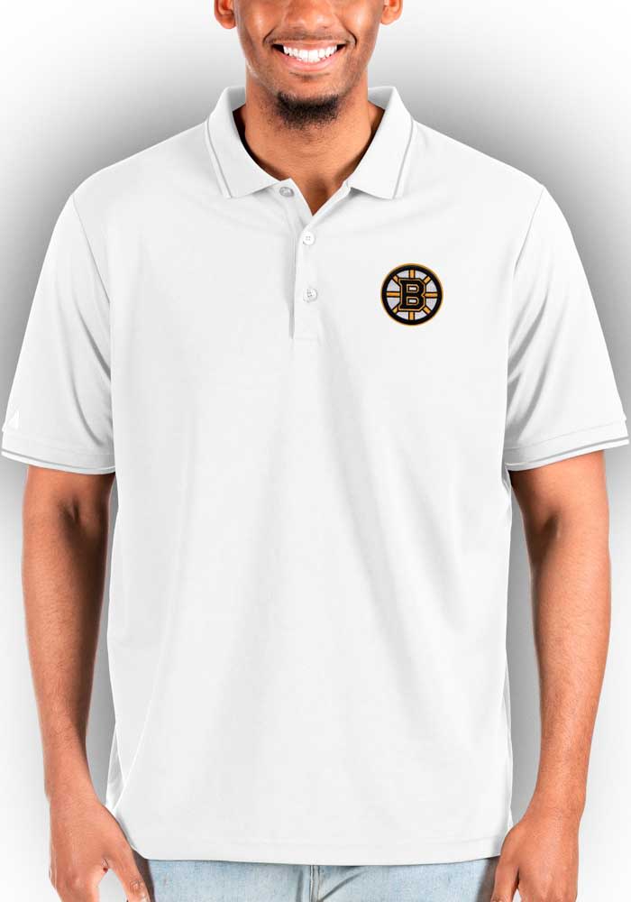 Antigua Boston Bruins Mens White Affluent Polo Big and Tall Polos Shirt