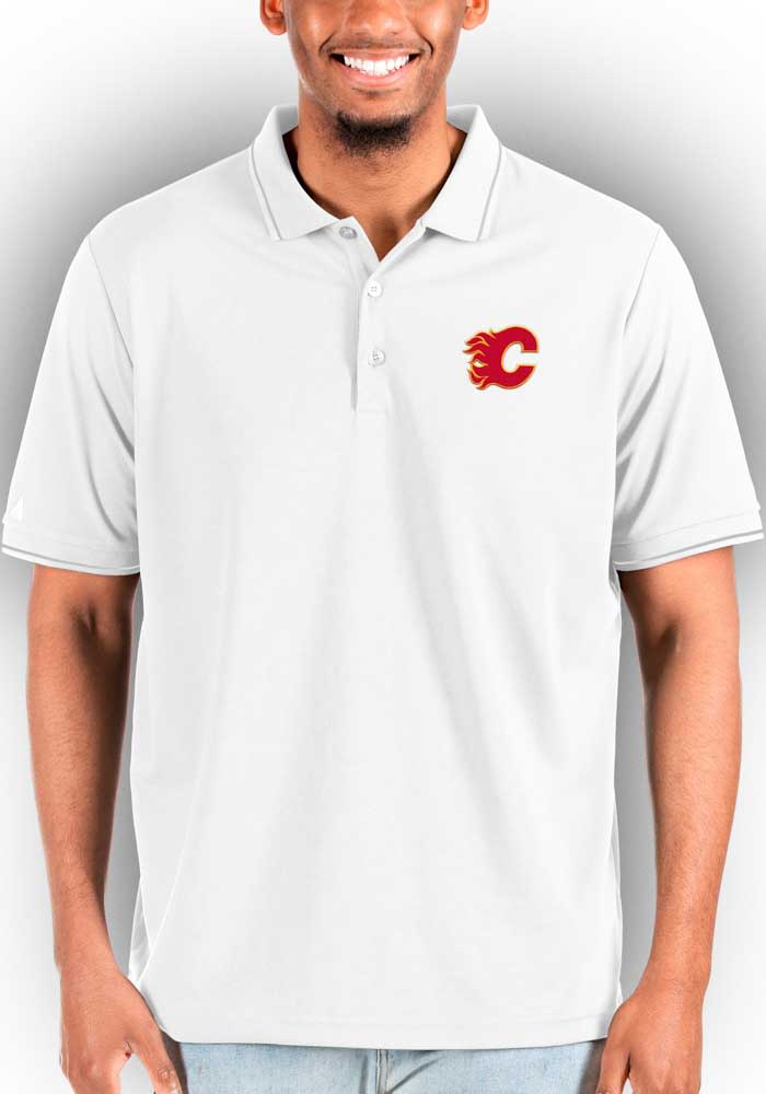 Antigua Calgary Flames Mens White Affluent Polo Big and Tall Polos Shirt