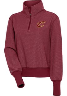 Antigua Cleveland Cavaliers Womens Red Upgrade 1/4 Zip Pullover