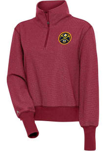 Antigua Denver Nuggets Womens Red Upgrade 1/4 Zip Pullover