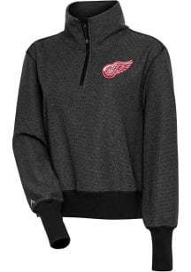 Antigua Detroit Red Wings Womens Black Upgrade 1/4 Zip Pullover