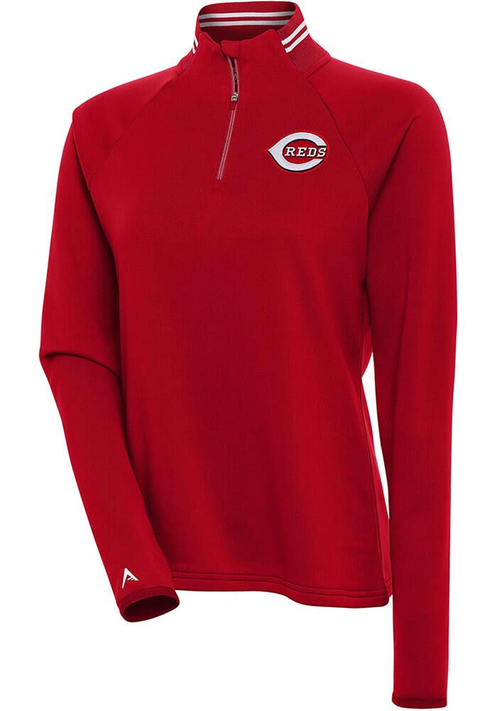 Antigua Cincinnati Reds Women's Black Milo 1/4 Zip Pullover, Black, 100% POLYESTER, Size XL, Rally House