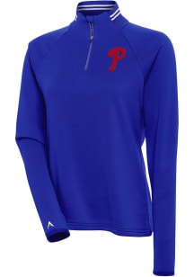 Antigua Philadelphia Phillies Womens Blue Milo 1/4 Zip Pullover