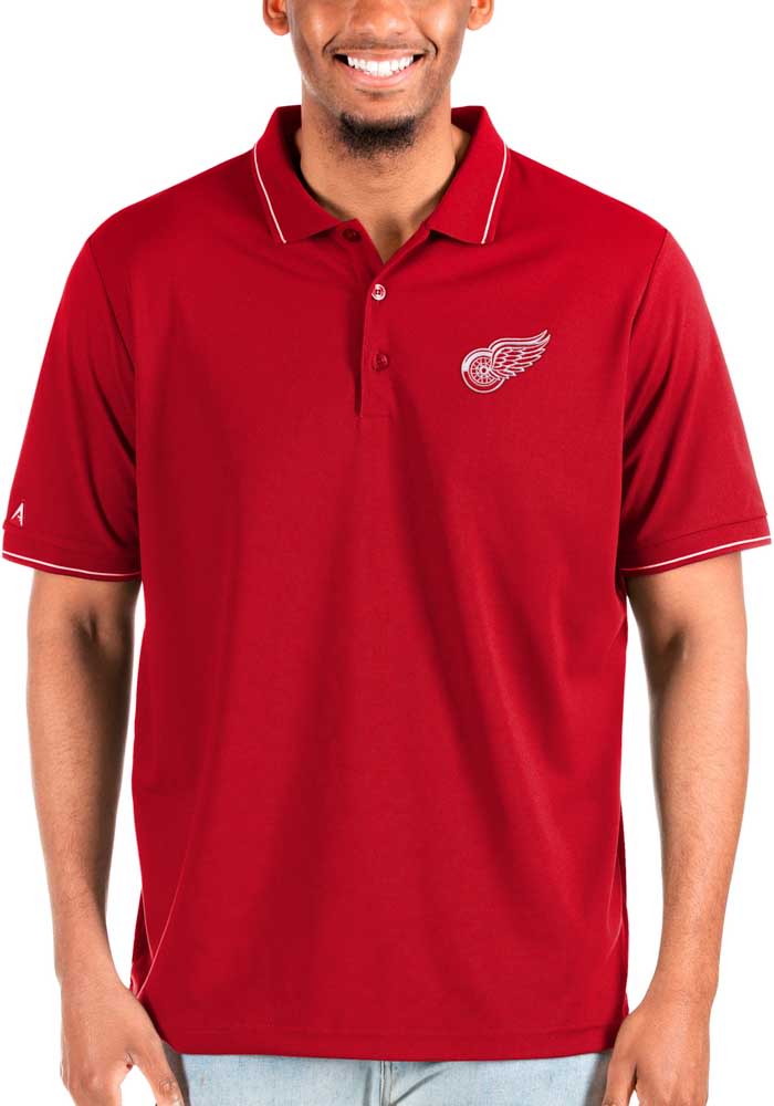 Antigua Detroit Red Wings Mens Red Affluent Polo Big and Tall Polos Shirt