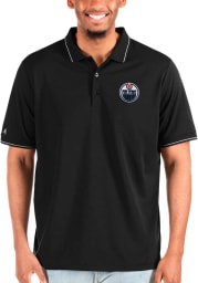 Antigua Edmonton Oilers Mens Black Affluent Polo Big and Tall Polos Shirt