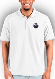 Antigua Edmonton Oilers Mens White Affluent Polo Big and Tall Polos Shirt
