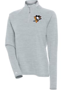 Antigua Pittsburgh Penguins Womens Grey Milo 1/4 Zip Pullover