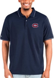 Antigua Montreal Canadiens Mens Navy Blue Affluent Polo Big and Tall Polos Shirt