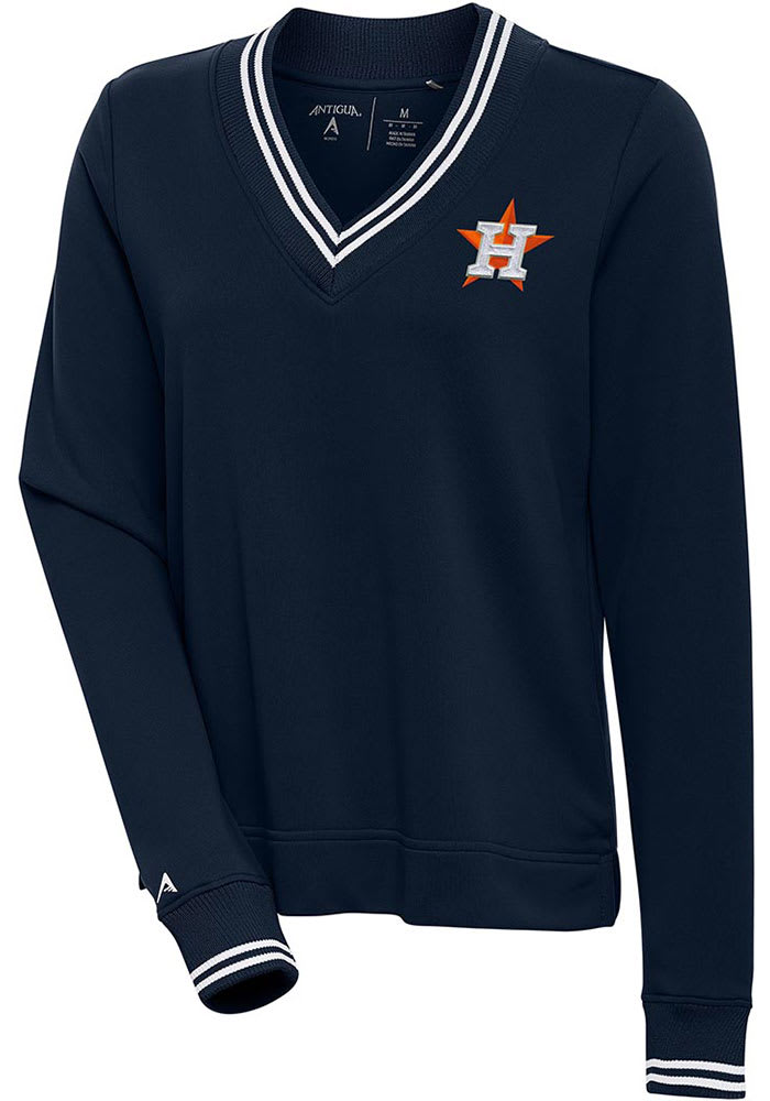 Antigua Houston Astros Women's Navy Blue Parker V Neck Crew Sweatshirt, Navy Blue, 100% POLYESTER, Size S, Rally House