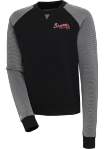 Antigua Atlanta Braves Womens Black Flier Bunker Crew Sweatshirt