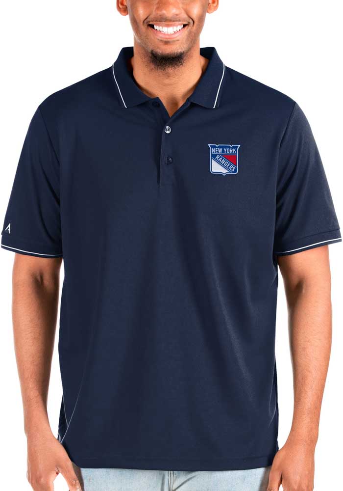 Antigua New York Rangers Mens Navy Blue Affluent Polo Big and Tall Polos Shirt