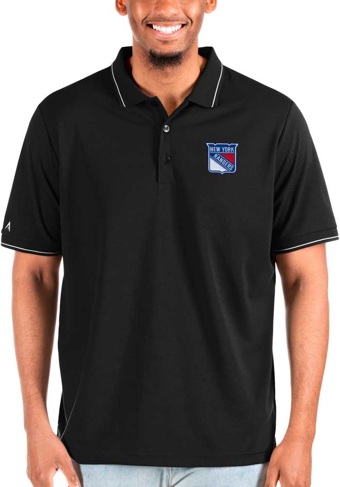 Antigua New York Rangers Mens Black Affluent Polo Big and Tall Polos Shirt