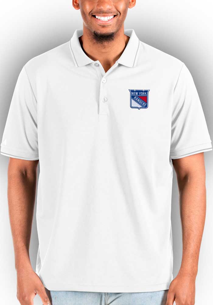 Antigua New York Rangers Mens White Affluent Polo Big and Tall Polos Shirt