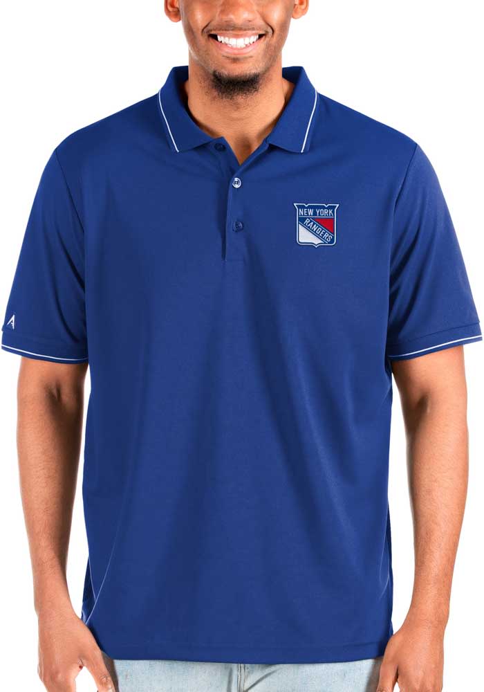 Antigua New York Rangers Mens Blue Affluent Polo Big and Tall Polos Shirt